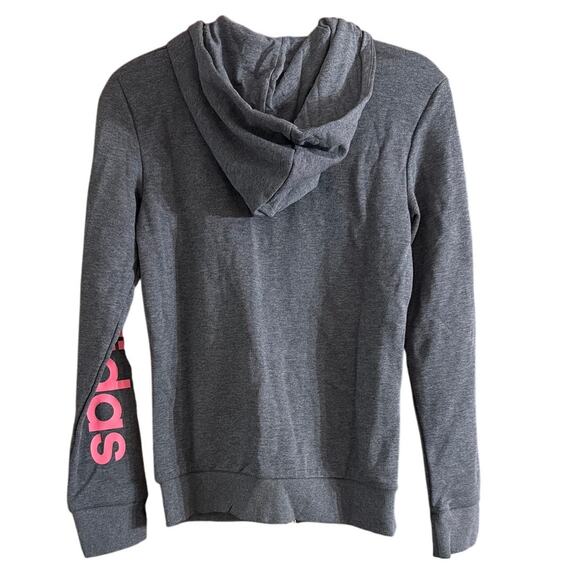 Adidas Women's Grey & Pink Full-Zip Logo Hoodie Size Extra Small XS New - Picture 2 of 5